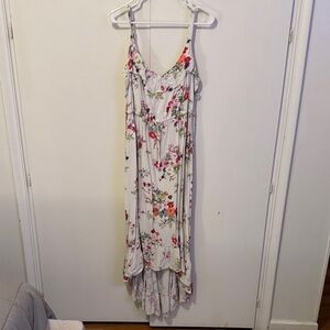 Torrid Floral High Low Dress - White and Pink